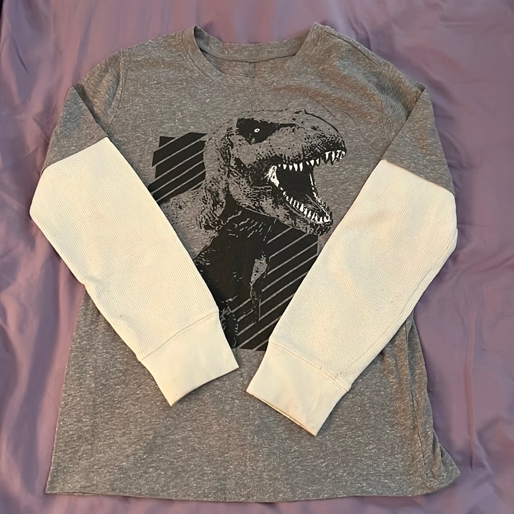 Grey and white long sleeve thermal shirt